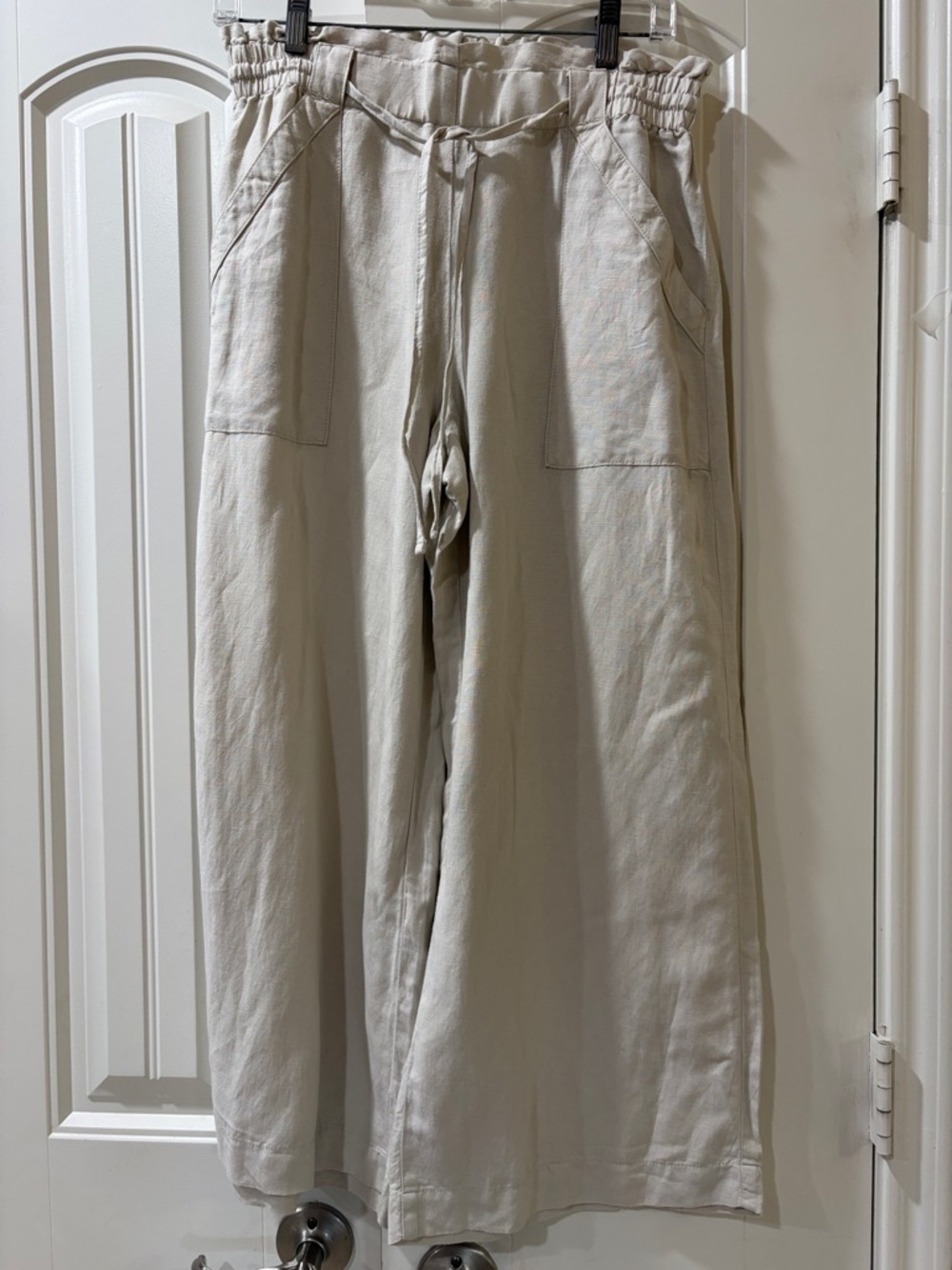 Women’s Cream Wide-Leg Drawstring Pants